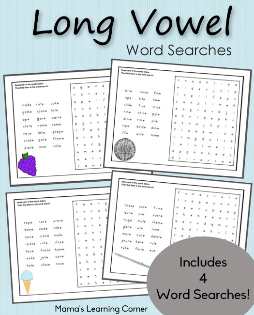 Long Vowel Word Search Packet Mamas Learning Corner