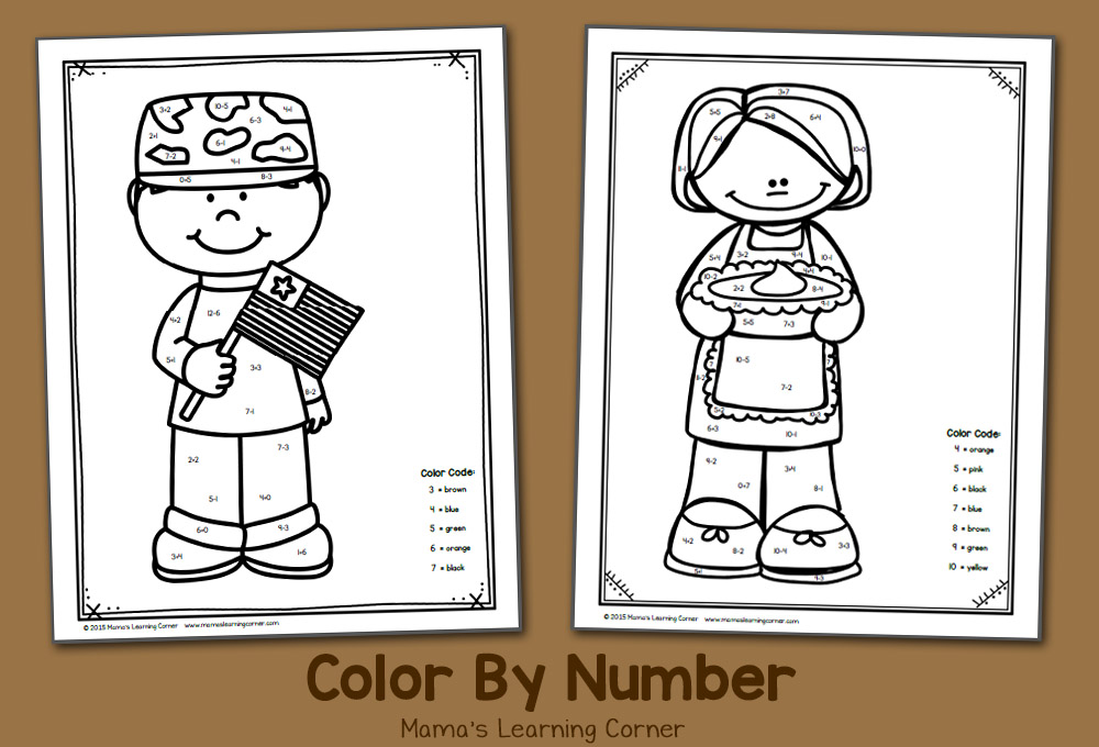 Color By Number Worksheets November Mamas Learning Corner