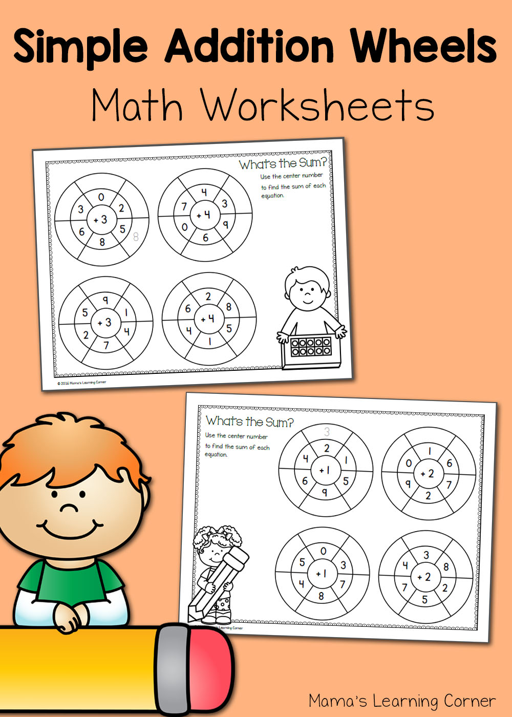 Simple Addition Wheels Math Worksheets Mamas Learning Corner