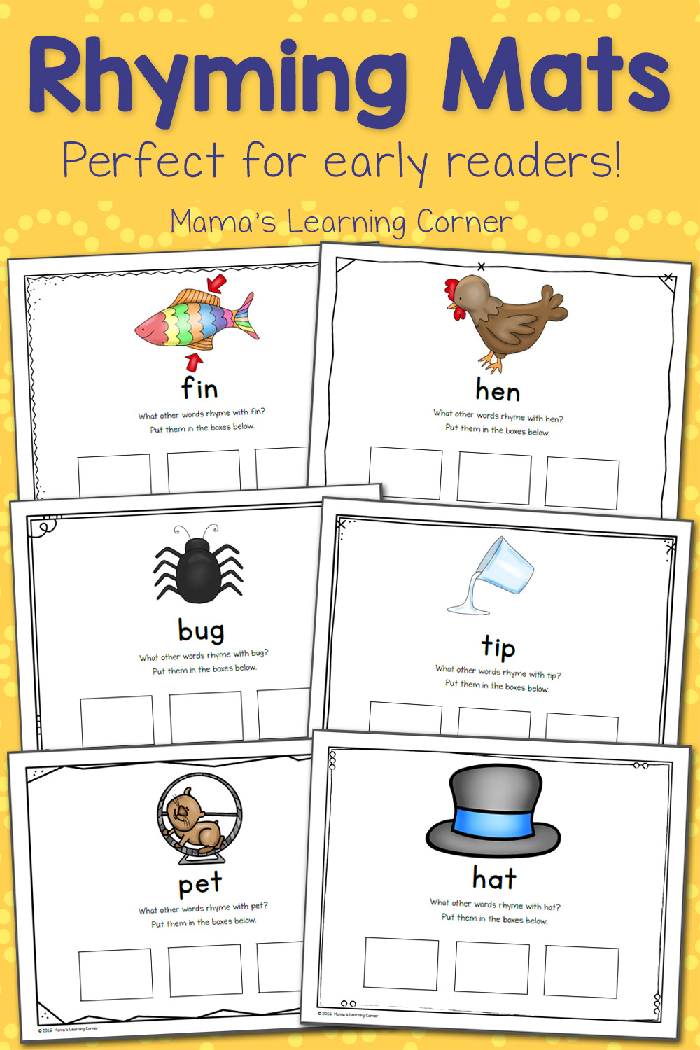 Printable Rhyming Mats Mamas Learning Corner