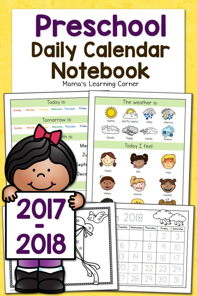 Preschool Calendar Notebook - Mamas Learning Corner