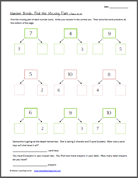 Number Bonds For First Graders - snowman themed number bond printables