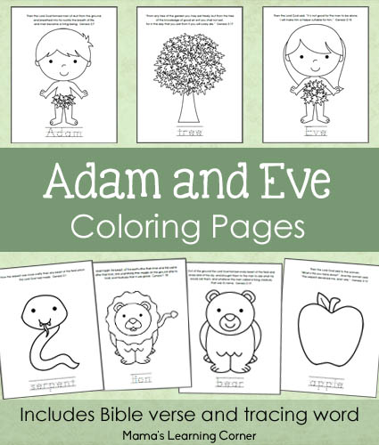 Adam and Eve Bible Coloring Pages - Mamas Learning Corner