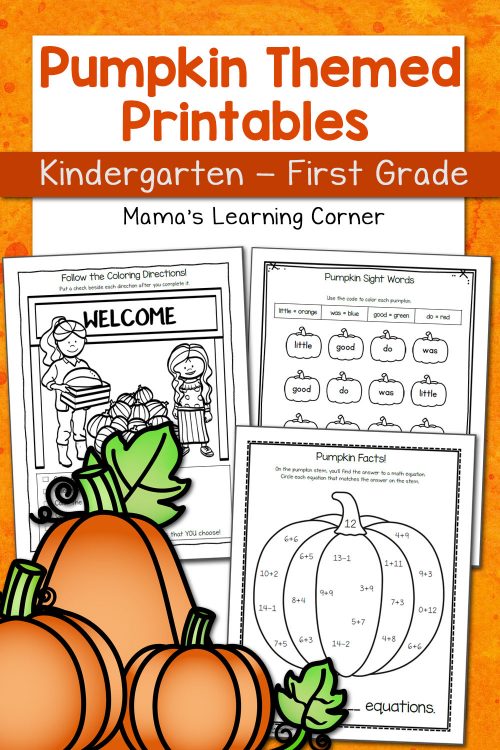 Pumpkin Worksheets For Kindergarten And First Grade Mamas Learning Corner