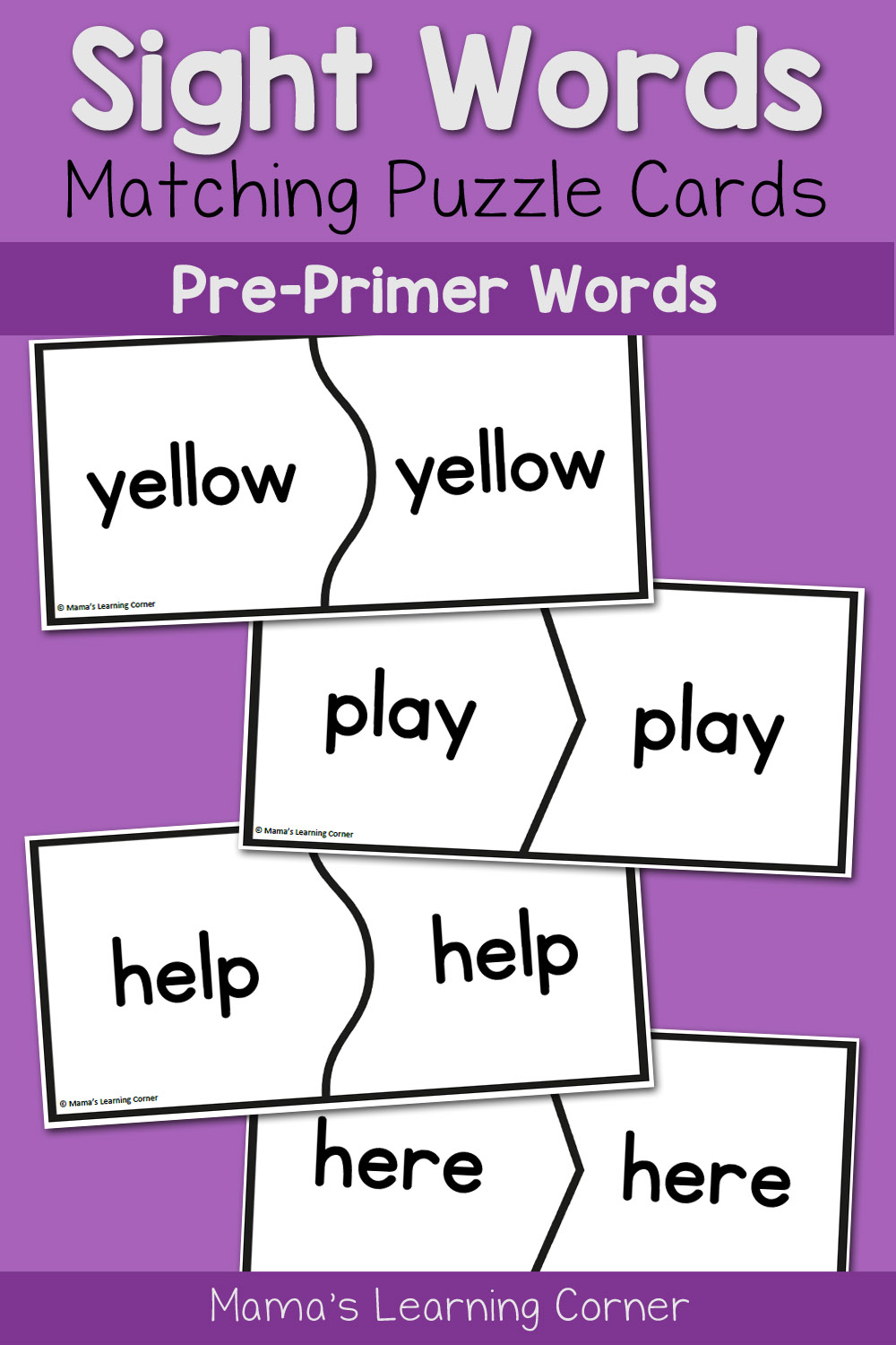 Practice Basic Sight Words For Kindergarten With Puzzle Cards Mamas Learning Corner