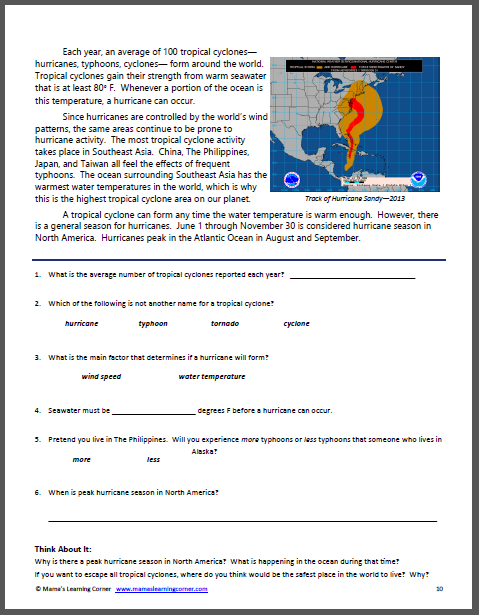 Hurricane Katrina Printable Worksheets