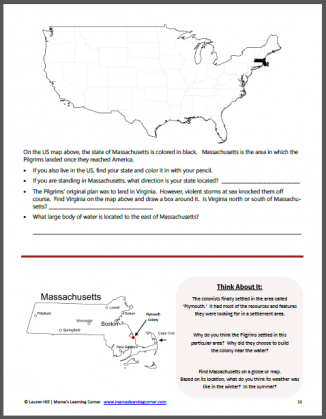 Pilgrims Worksheet Packet for 1st-3rd Graders - Mamas Learning Corner