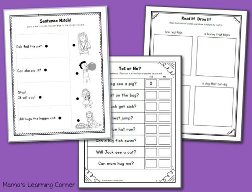 kindergarten reading and phonics worksheet packet mamas learning corner