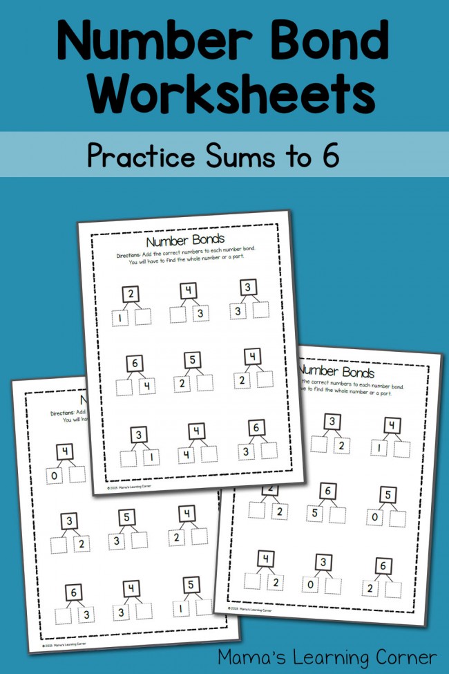 number bond worksheets sums to 6 mamas learning corner