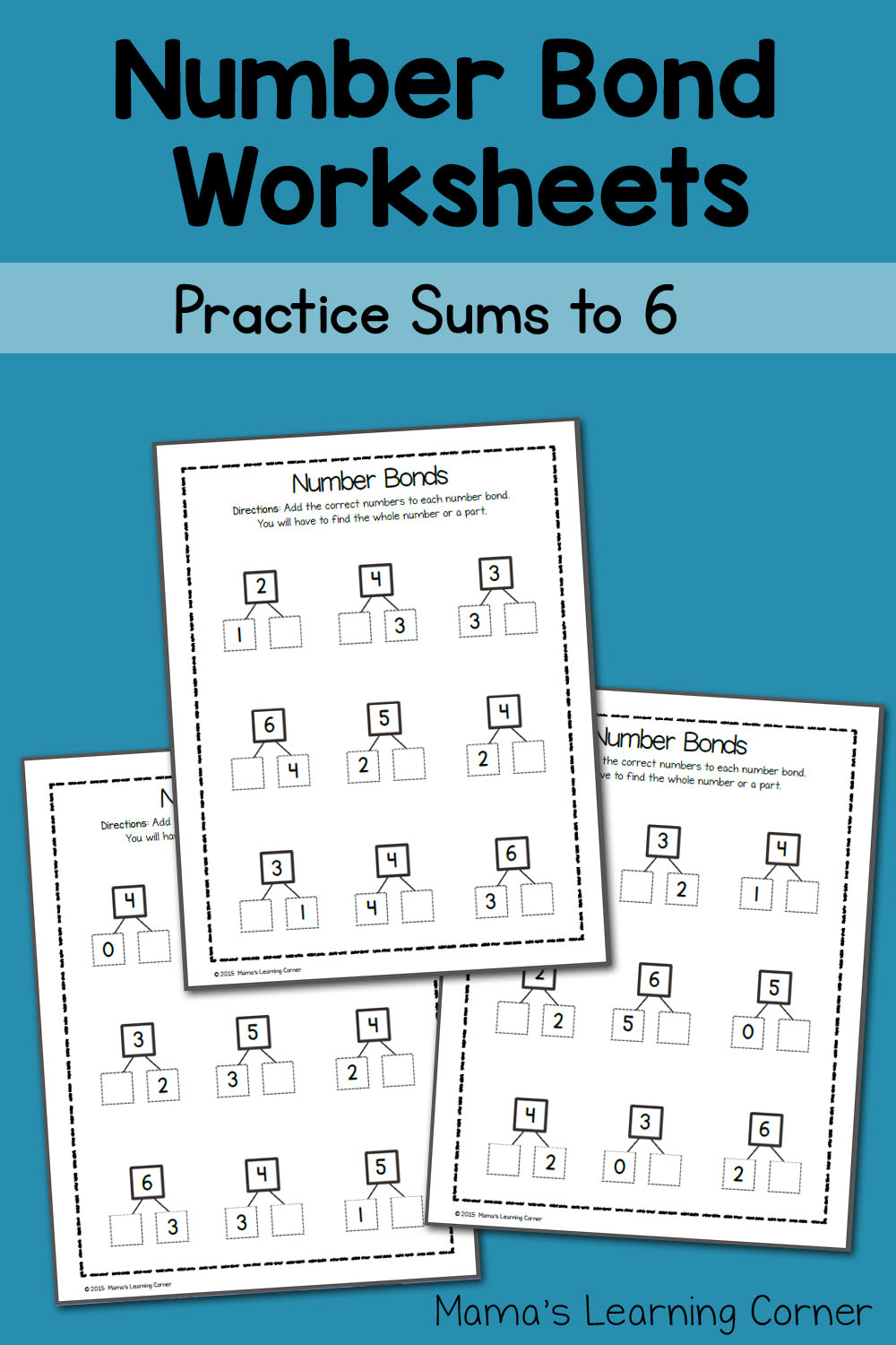 Number Bond Worksheets Sums To 6 Mamas Learning Corner