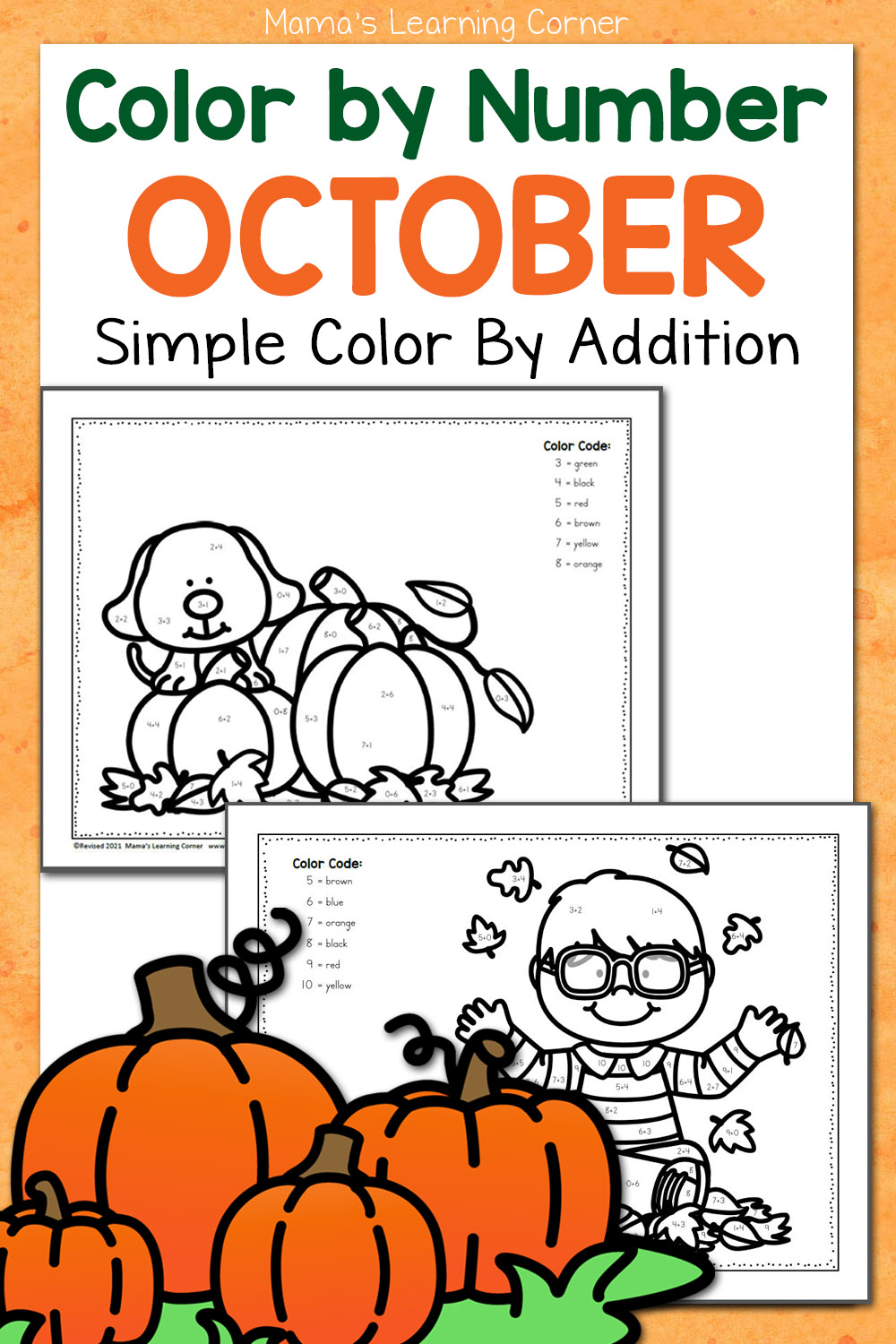 October Color By Number Worksheets Mamas Learning Corner