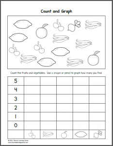 Fruit and Vegetable Worksheets for Kindergarten and First Grade - Mamas ...