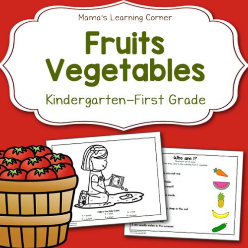 Fruit and Vegetable Worksheets for Kindergarten and First Grade - Mamas ...