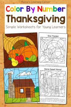 Thanksgiving Color By Number Worksheets - Mamas Learning Corner