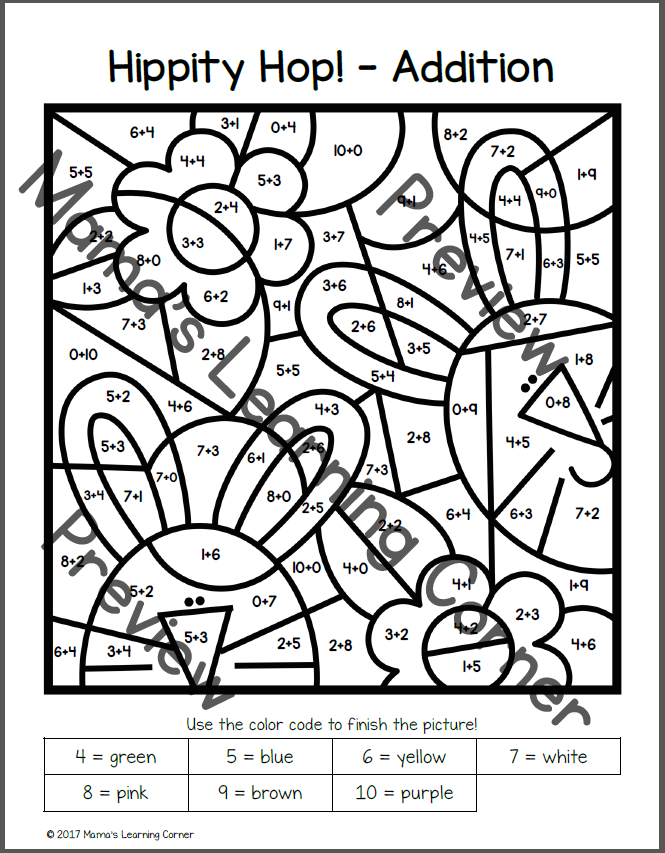 Spring Color By Number Worksheets Mamas Learning Corner