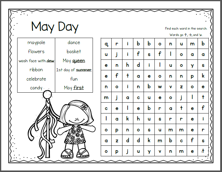 Printable May Word Search Printable Word Searches
