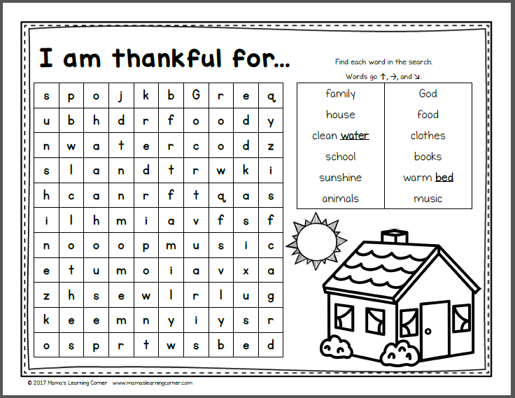 Thanksgiving Word Search 1st Grade Ubicaciondepersonas cdmx gob mx