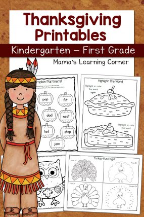 Thanksgiving Worksheets for Kindergarten and First Grade - Mamas ...