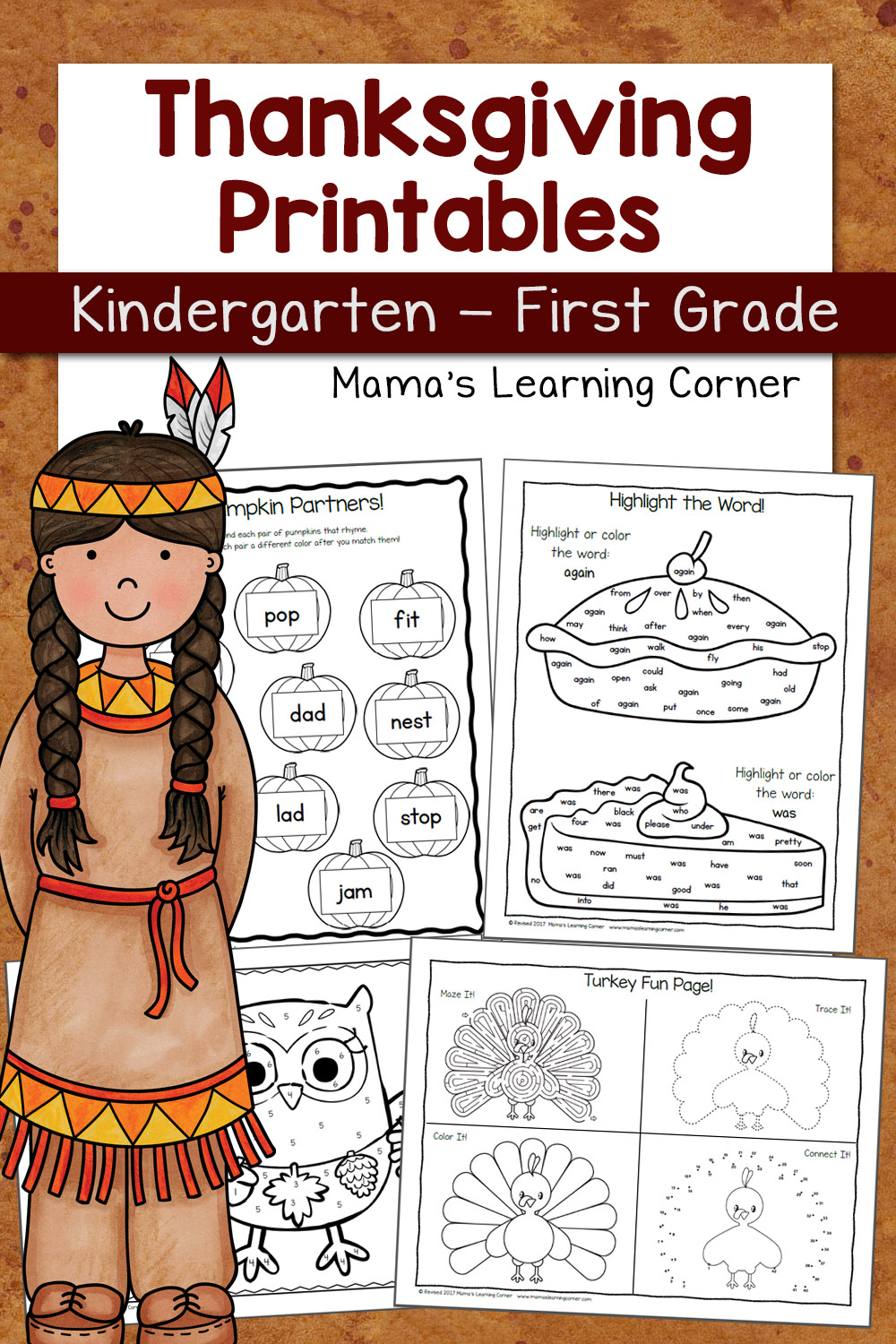 Thanksgiving Worksheets for Kindergarten and First Grade ...