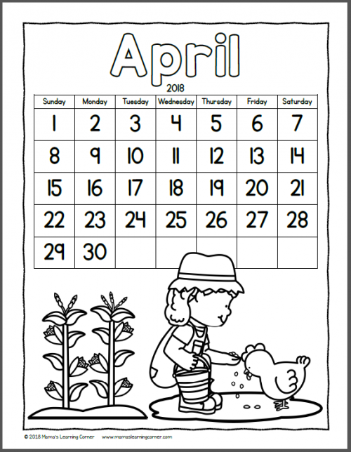 Color Your Own Calendar 2018 - Mamas Learning Corner
