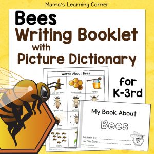 Bees Writing Booklet with Picture Dictionary - Mamas Learning Corner