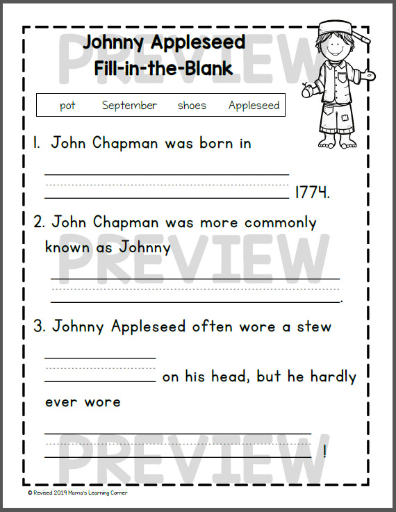 john appleseed coloring pages