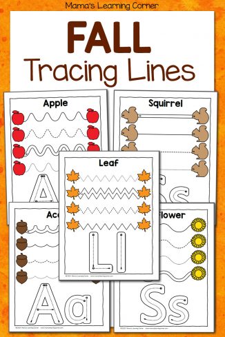 Fall Tracing Worksheets for Preschool - Mamas Learning Corner