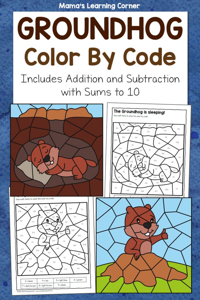 groundhog day color by code worksheets mamas learning corner