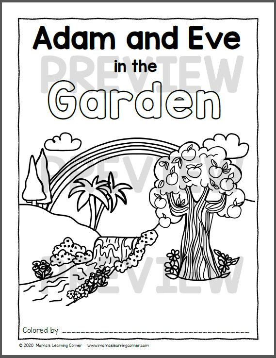 Adam and Eve in the Garden Coloring Pages - Mamas Learning Corner