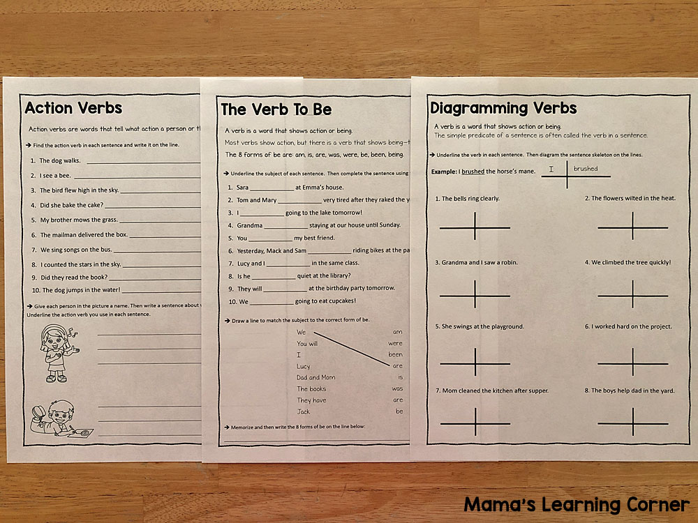 verb worksheets for 3rd and 4th grades mamas learning corner