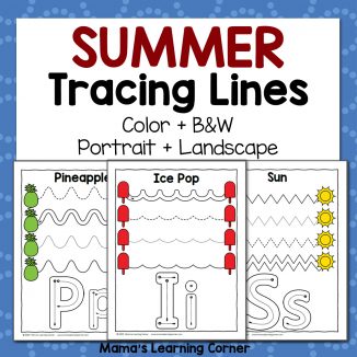 Summer Tracing Worksheets for Preschool - Mamas Learning Corner