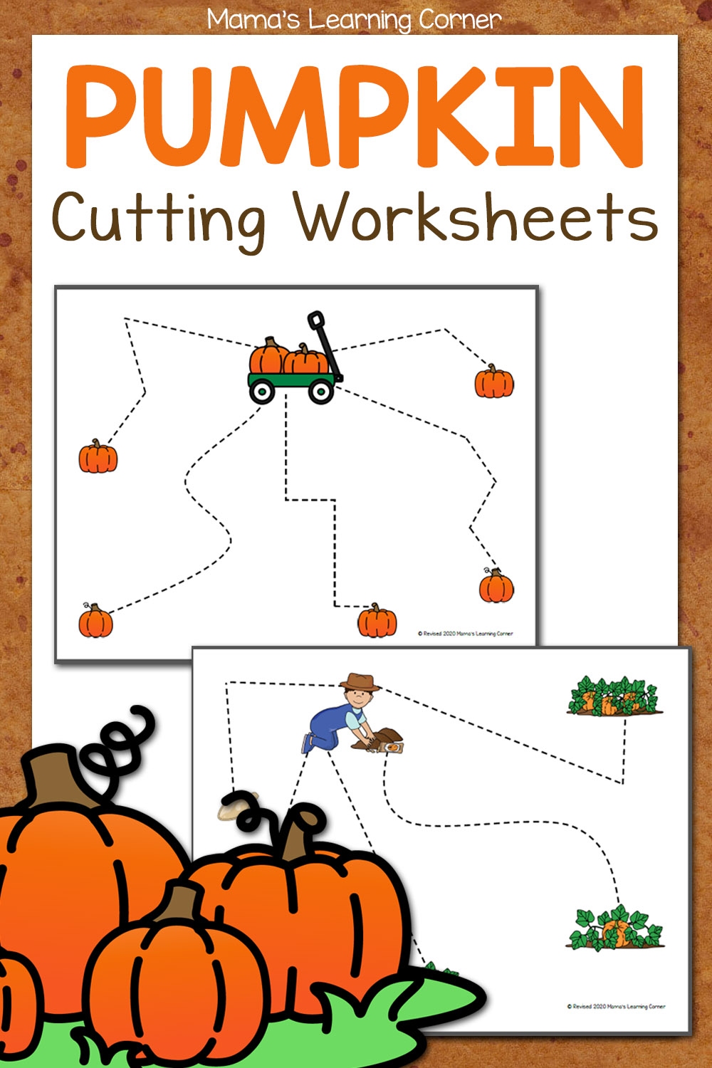 Pumpkin Cutting Worksheets - Mamas Learning Corner