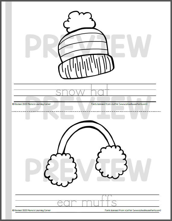 Winter Coloring Pages - My Winter Clothes - Mamas Learning Corner