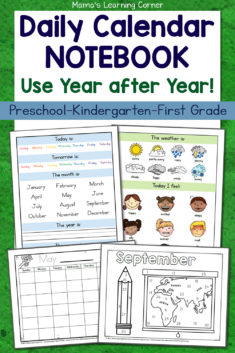 Daily Calendar Notebook For Preschool And Kindergarten - Mamas Learning 