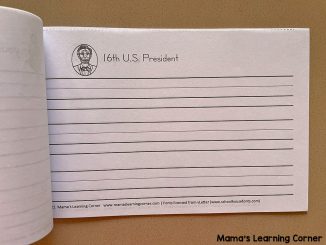 Abraham Lincoln Writing Booklet with Picture Dictionary - Mamas ...