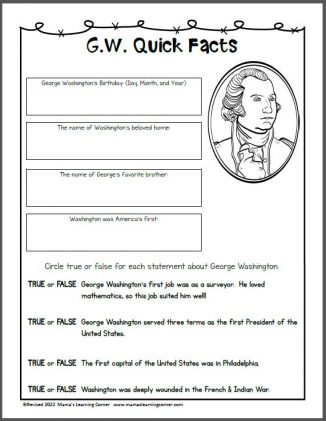 George Washington Worksheets - Mamas Learning Corner