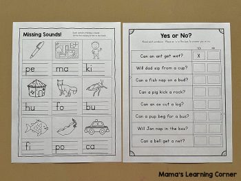 Kindergarten Reading and Phonics Packet 1 - Mamas Learning Corner