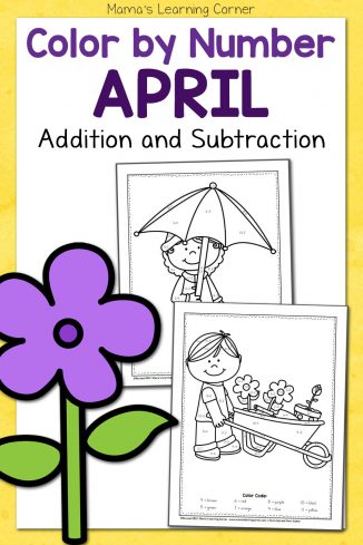 Color By Number Worksheets for April - Mamas Learning Corner