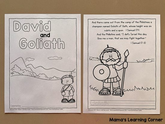 David and Goliath Bible Coloring Pages - Mamas Learning Corner