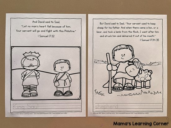 David and Goliath Bible Coloring Pages - Mamas Learning Corner