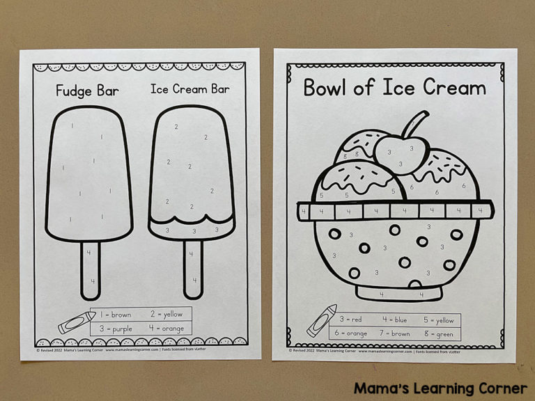 Color By Number Worksheets For Preschool Ice Cream Mamas Learning Corner