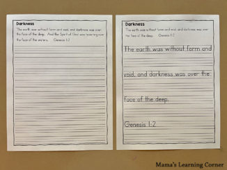 7 Days of Creation Copywork in Print and Cursive - Mamas Learning Corner