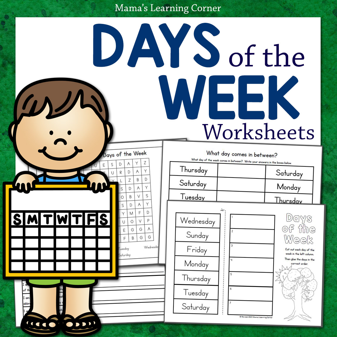 days of the week calendar for kids