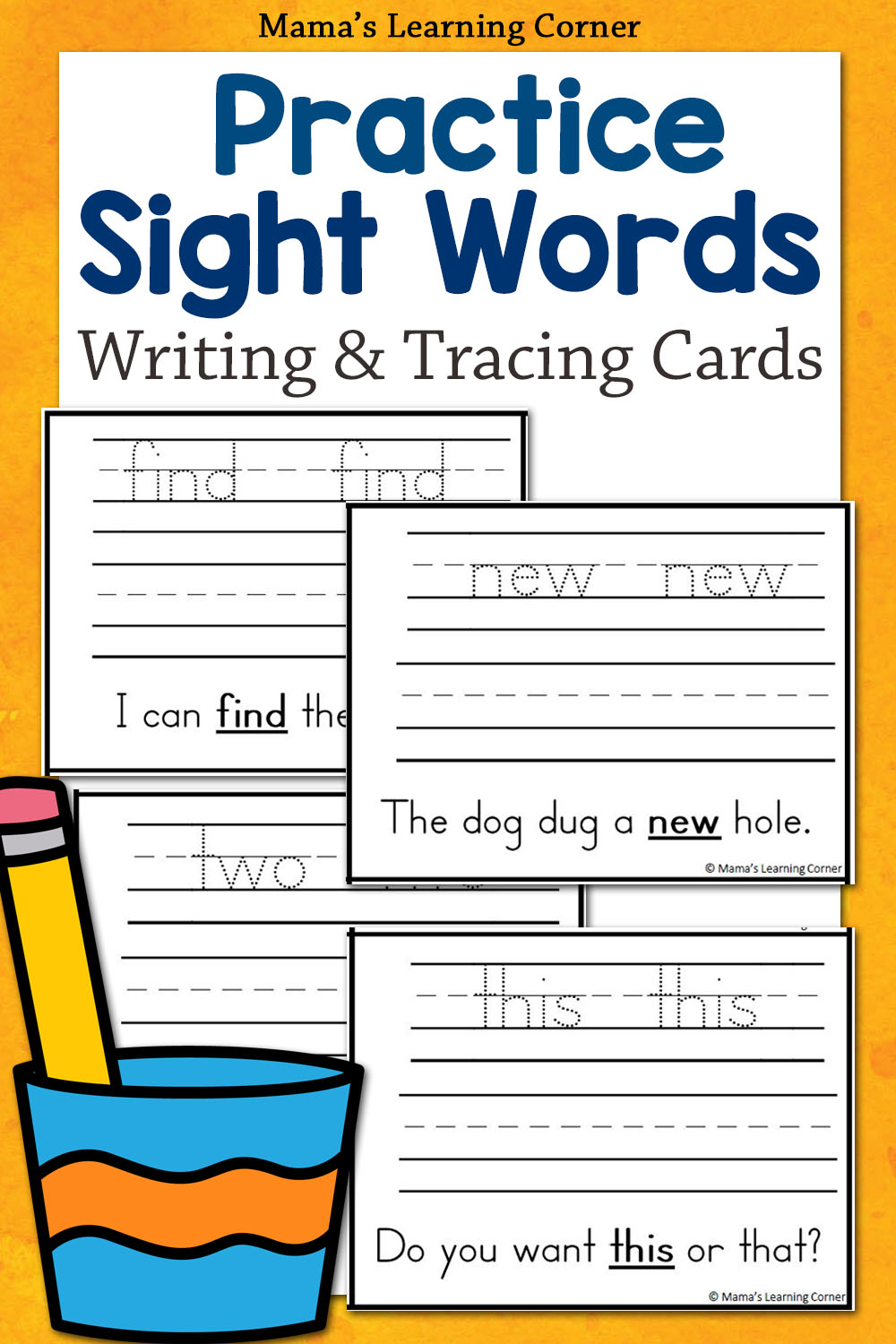 Sight Word Punch Cards Activity