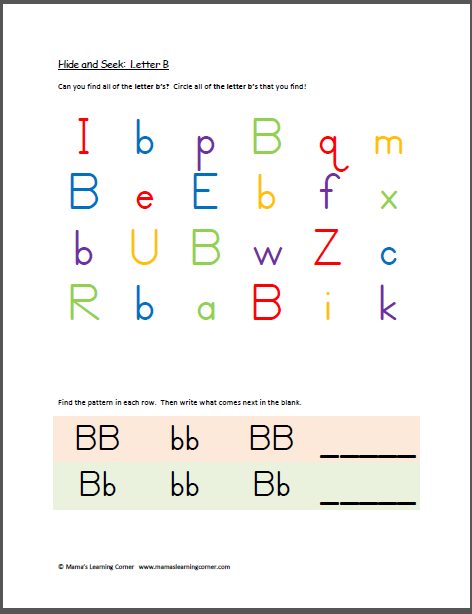 Hide and Seek: Letter B - Mamas Learning Corner