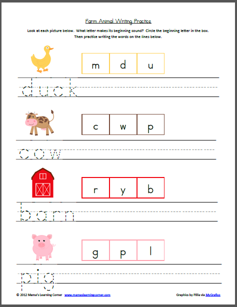 Farm-Themed Handwriting Practice - Mamas Learning Corner